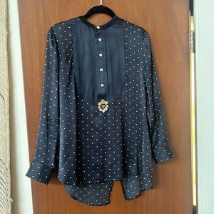 Figure Black Silk Polka Dot Top - sz S
